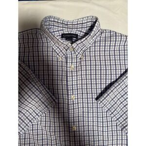 Lands' End Checkered Button Down Short Sleeve Shirt - Size 16